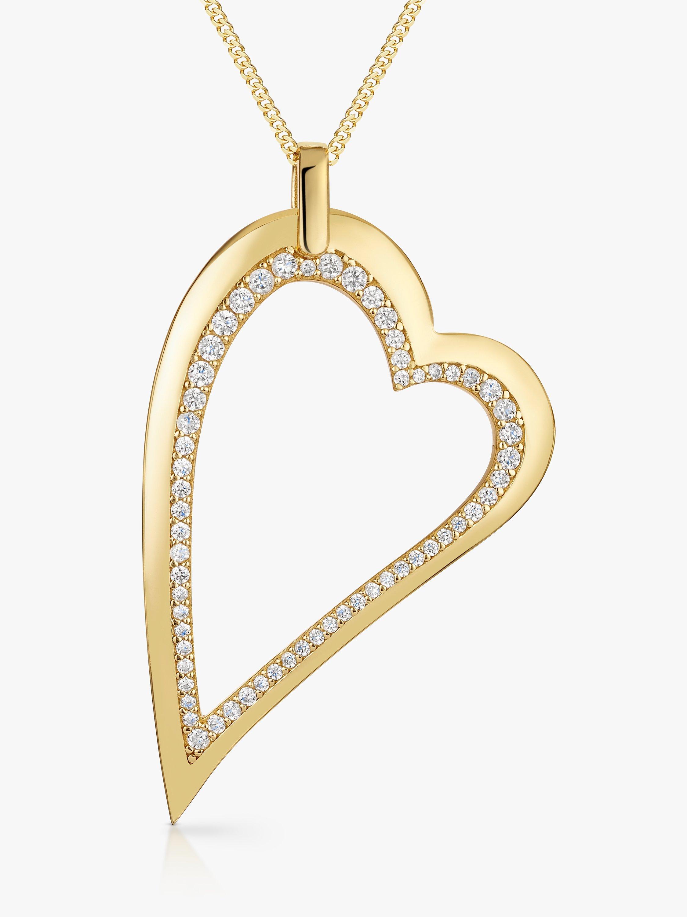 Product image 1 of 4, which shows Jools by Jenny Brown Big Cubic Zirconia Dali Heart Pendant Necklace, Gold