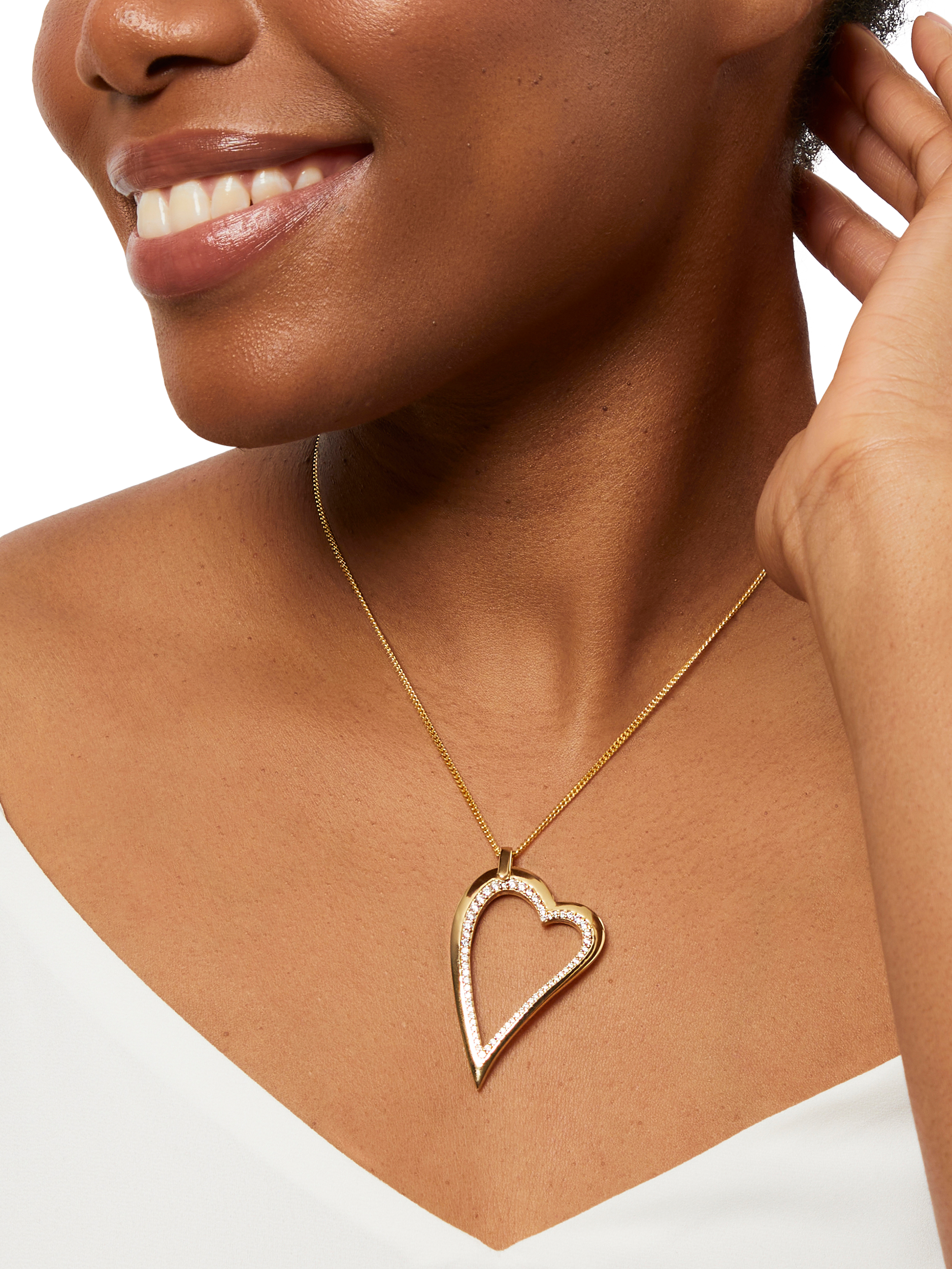 Product image 2 of 4, which shows Jools by Jenny Brown Big Cubic Zirconia Dali Heart Pendant Necklace, Gold