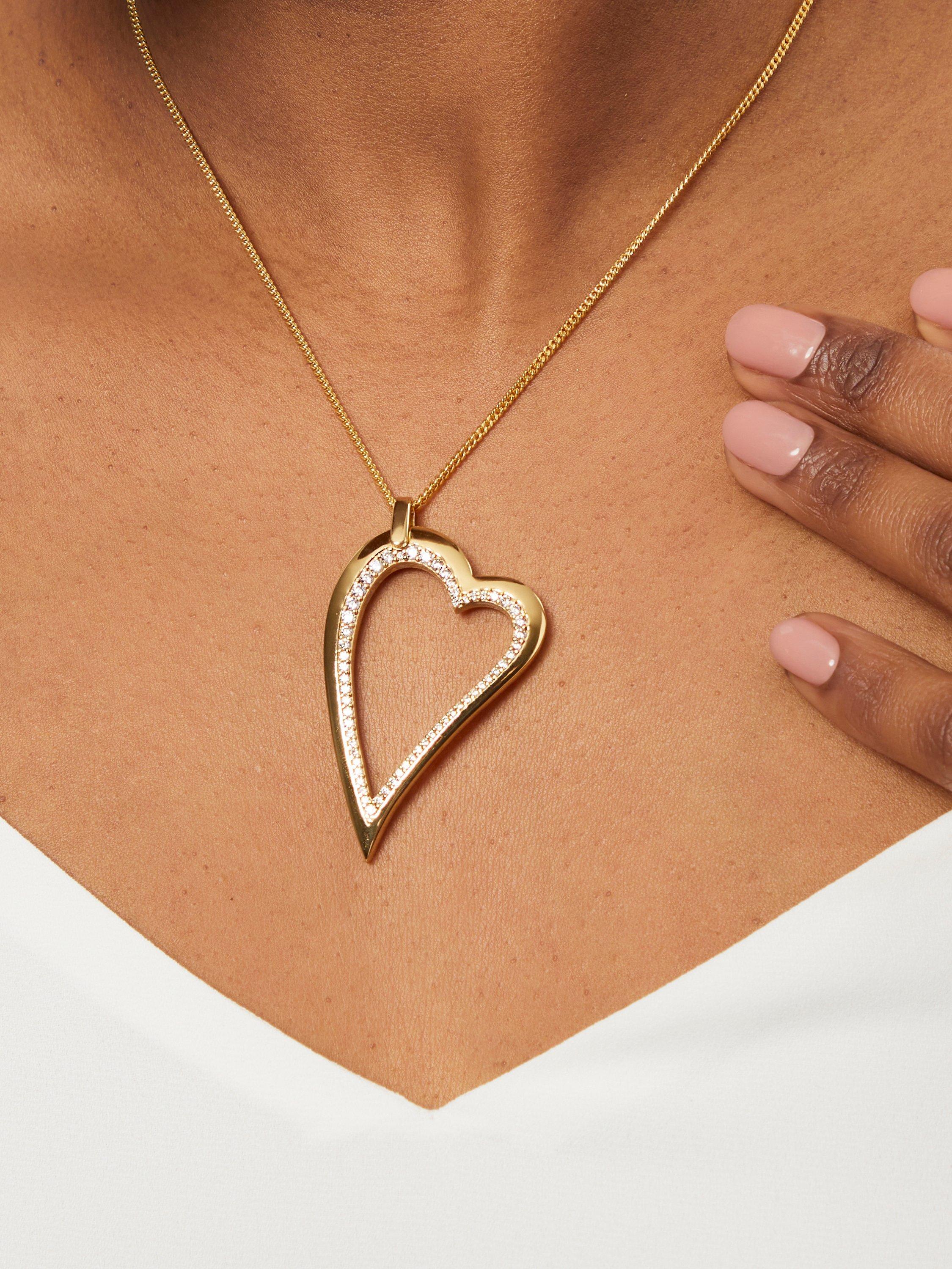 Product image 3 of 4, which shows Jools by Jenny Brown Big Cubic Zirconia Dali Heart Pendant Necklace, Gold