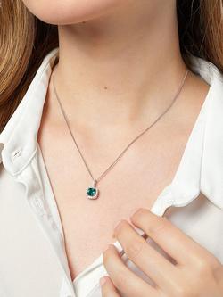 Jools by Jenny Brown Cubic Zirconia Square Halo Pendant Necklace - view 2, Silver/Green