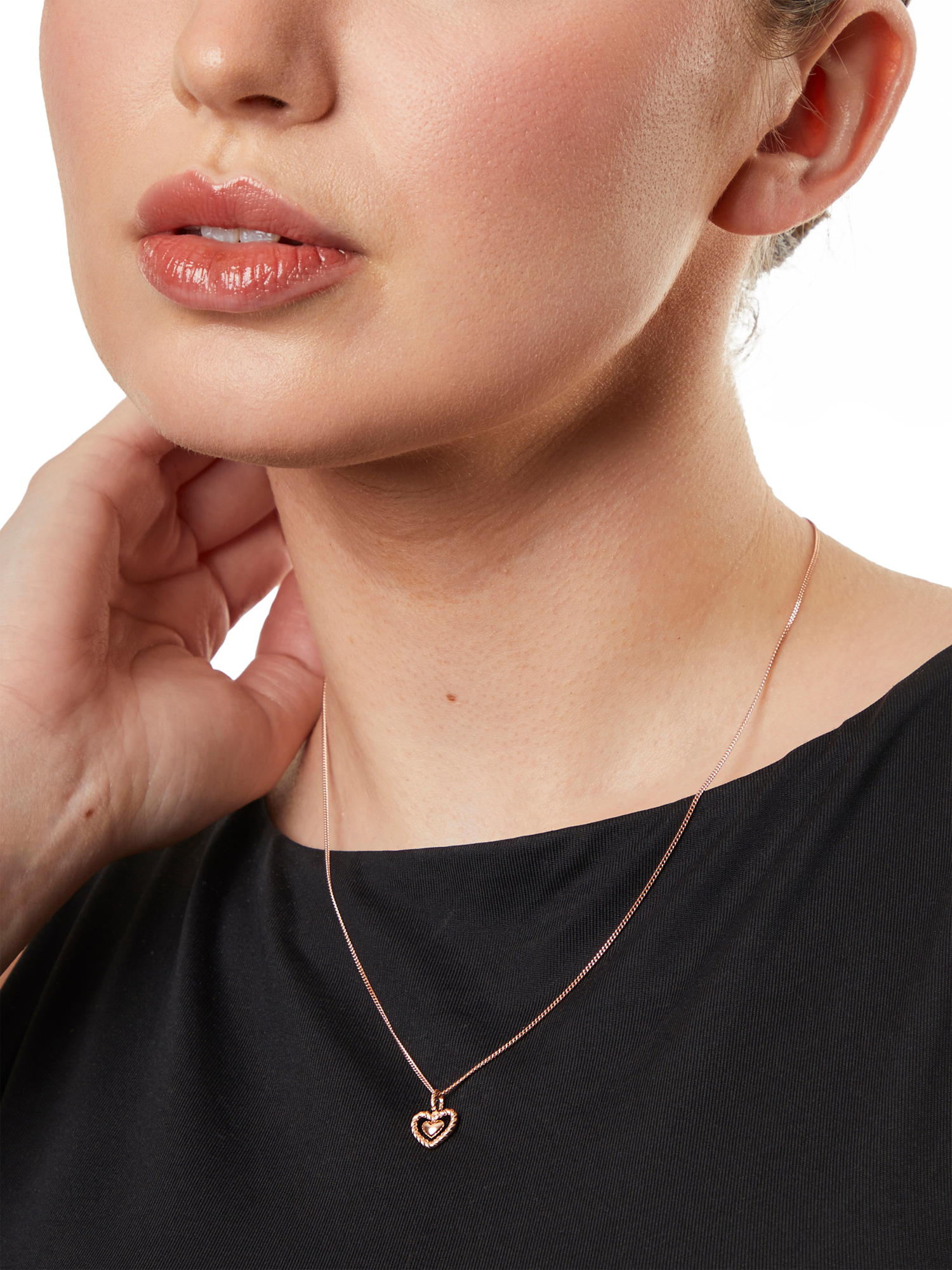 Product image 2 of 4, which shows Jools by Jenny Brown Woven Heart Pendant Necklace, Rose Gold