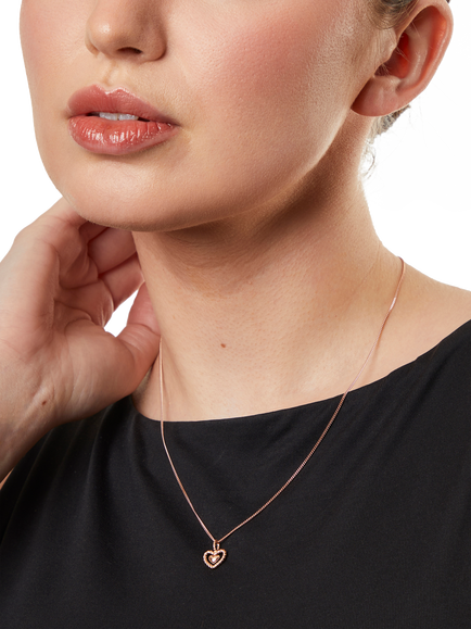 Jools by Jenny Brown Woven Heart Pendant Necklace - view 2, Rose Gold