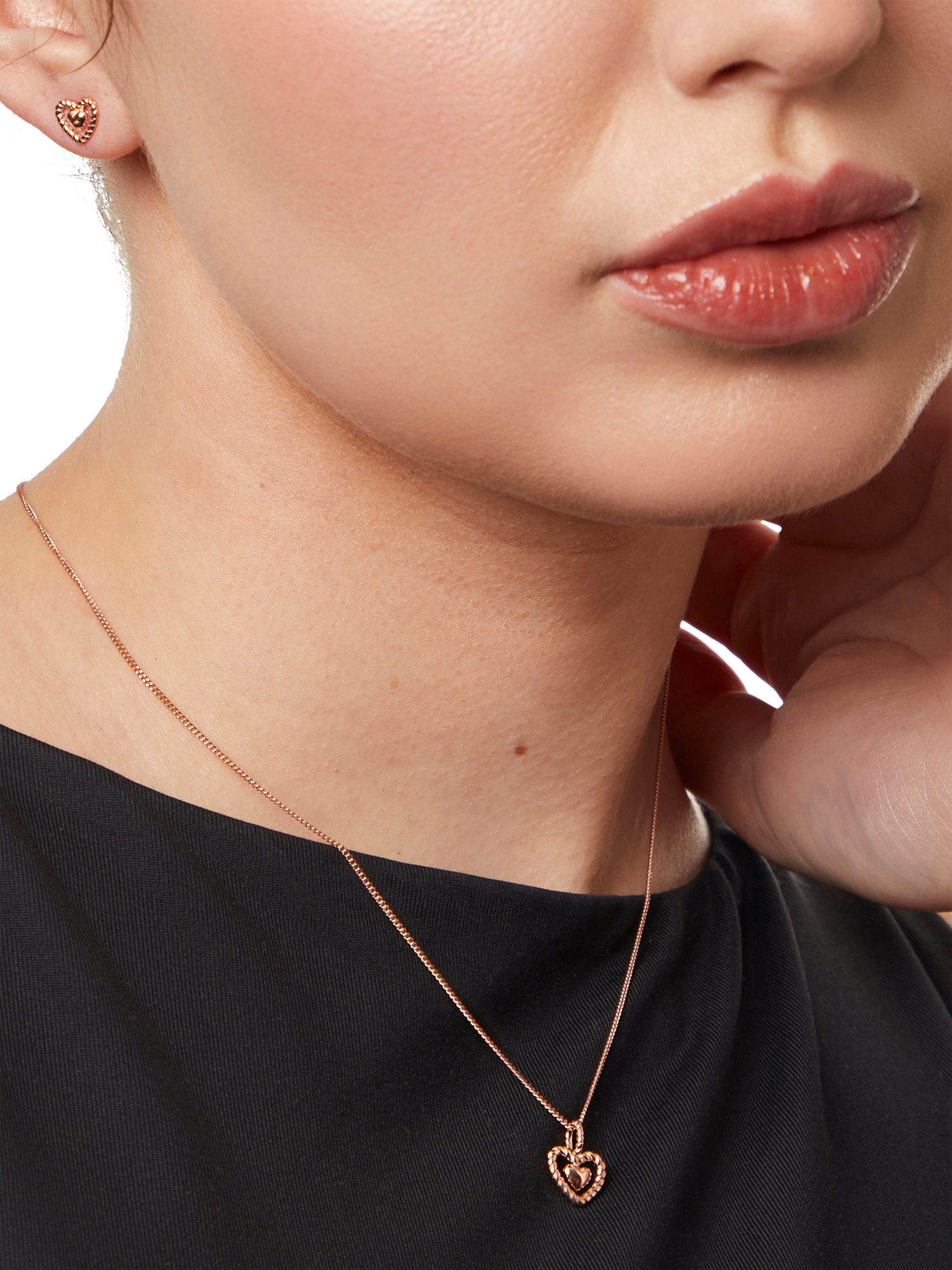 Product image 3 of 4, which shows Jools by Jenny Brown Woven Heart Pendant Necklace, Rose Gold