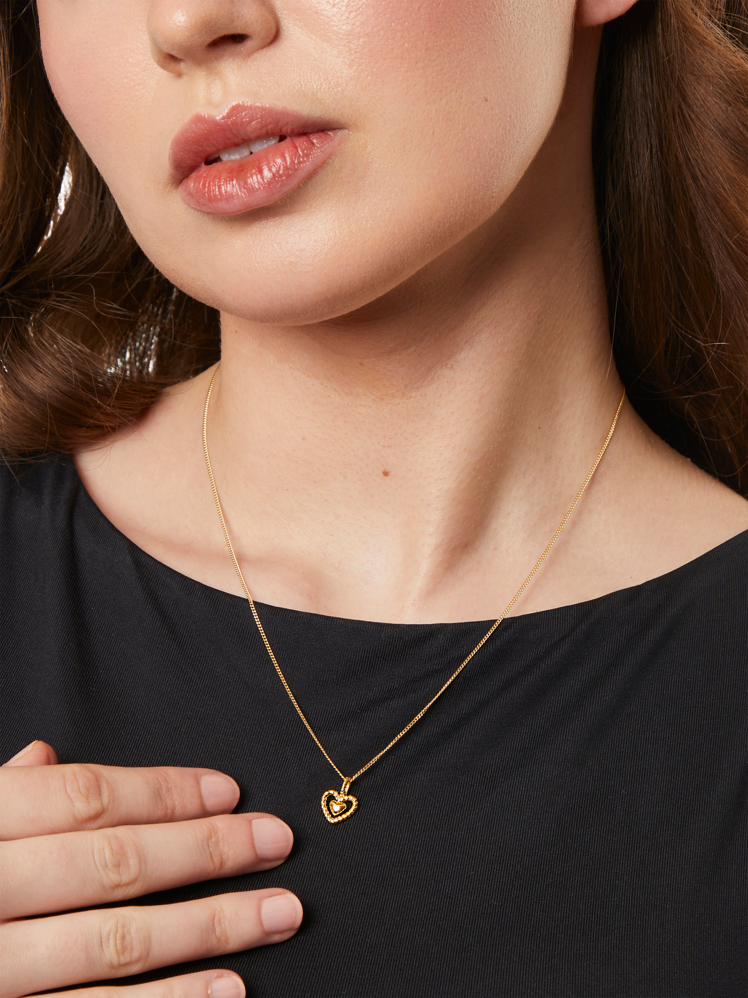 Product image 2 of 4, which shows Jools by Jenny Brown Woven Heart Pendant Necklace, Gold