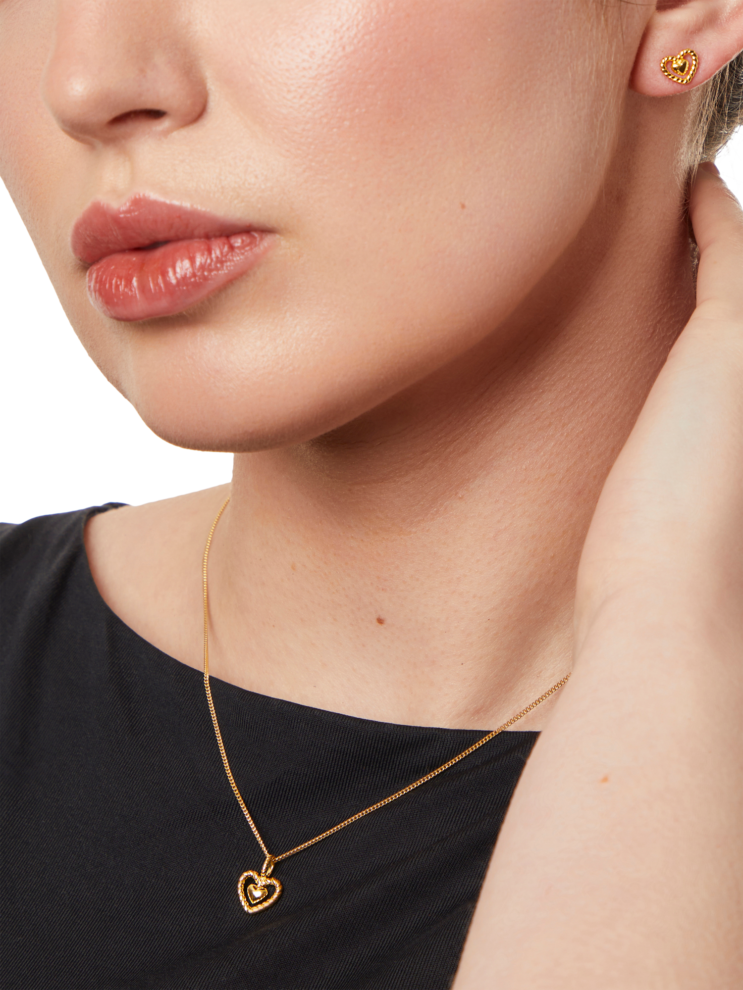 Product image 3 of 4, which shows Jools by Jenny Brown Woven Heart Pendant Necklace, Gold