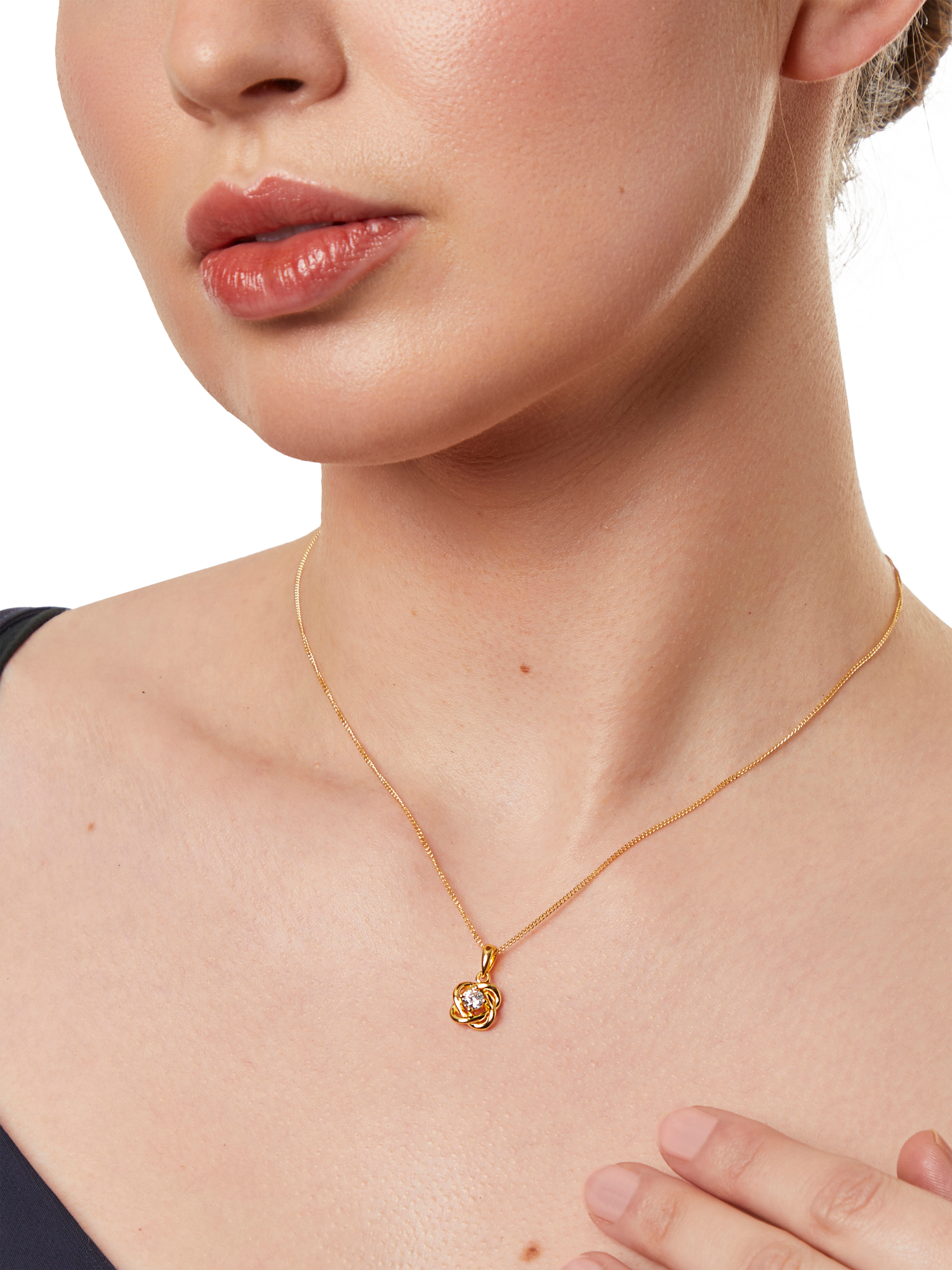 Product image 2 of 4, which shows Jools by Jenny Brown Woven Cubic Zirconia Pendant Necklace, Gold