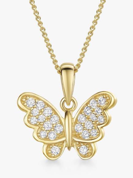 Jools by Jenny Brown Cubic Zirconia Butterfly In Flight Pendant Necklace, Gold