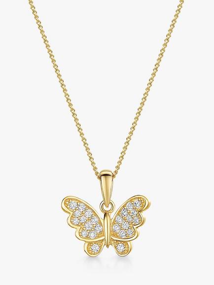 Jools by Jenny Brown Cubic Zirconia Butterfly In Flight Pendant Necklace - view 2, Gold
