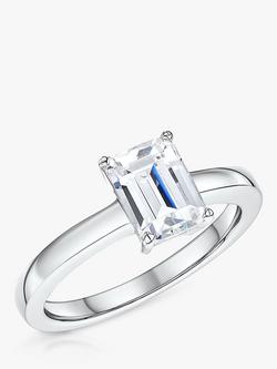 Jools by Jenny Brown Emerald Cut Cubic Zirconia Ring, Silver, Silver