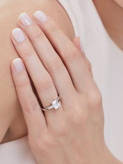 Jools by Jenny Brown Emerald Cut Cubic Zirconia Ring, Silver - view 2, Silver