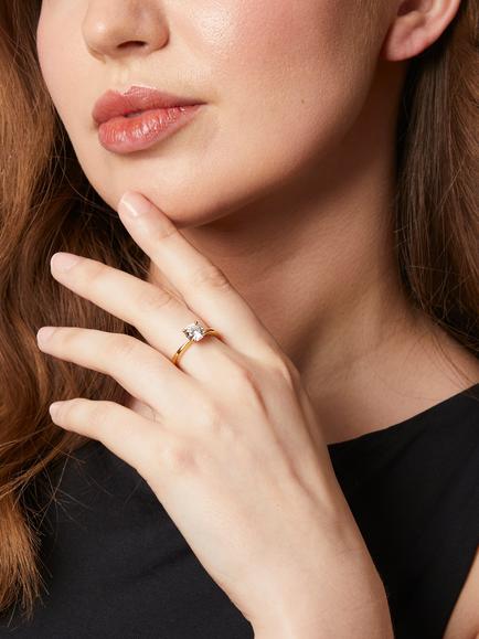 Jools by Jenny Brown Round Cut Cubic Zirconia Ring, Gold - view 2, Gold