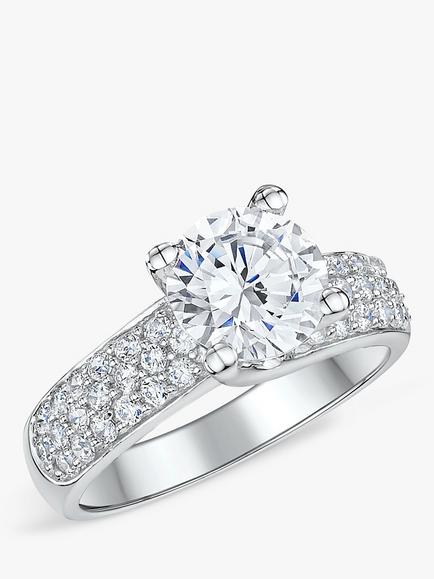 Jools by Jenny Brown 2ct Cubic Zirconia and Pave Ring, Silver, Silver