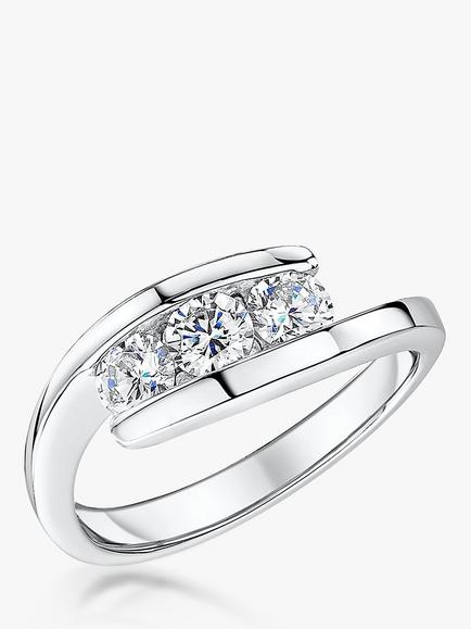 Jools by Jenny Brown 3 Stone Band Ring, Silver, Silver