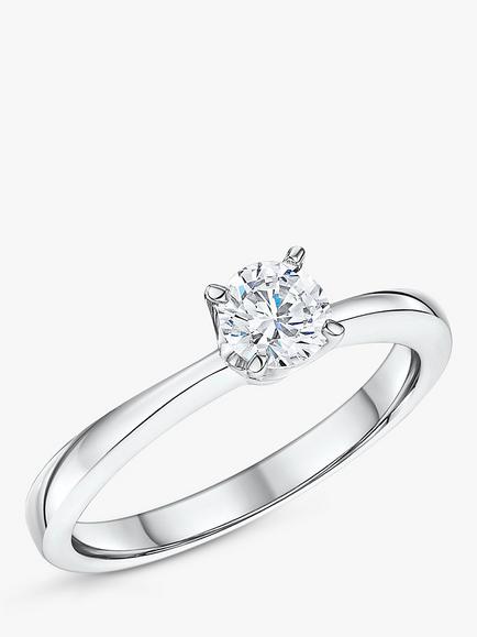 Jools by Jenny Brown Solitaire Round Cut Cubic Zirconia Ring, Silver, Silver