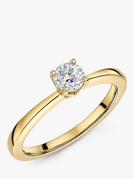 Jools by Jenny Brown Solitaire Round Cut Cubic Zirconia 5mm Ring, Gold, Gold
