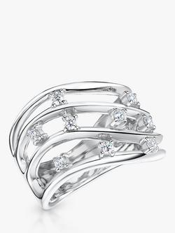 Jools by Jenny Brown Cubic Zirconia Four Strand Band Ring, Silver, Silver