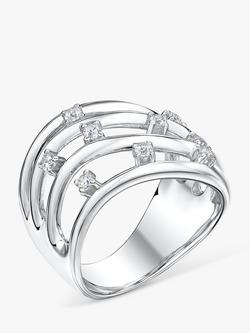 Jools by Jenny Brown Cubic Zirconia Four Strand Band Ring, Silver - view 2, Silver