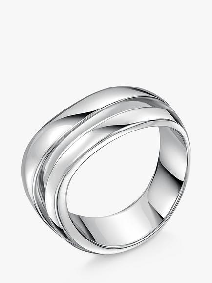 Jools by Jenny Brown Double Row Wave Ring, Silver - view 2, Silver