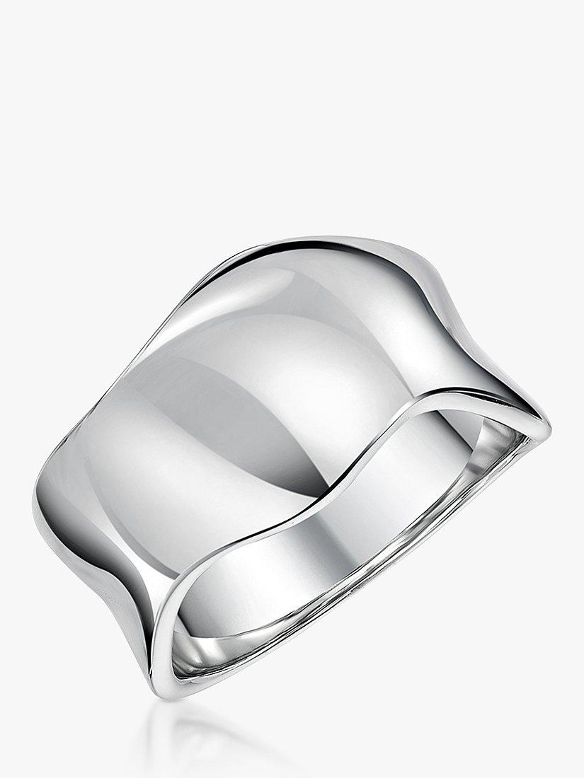 Product image 1 of 5, which shows Jools by Jenny Brown Wide Concave Wave Band Ring, Silver, L