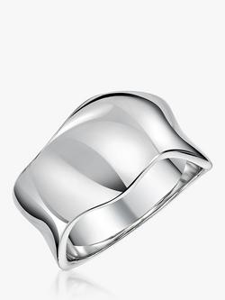 Jools by Jenny Brown Wide Concave Wave Band Ring, Silver, Silver
