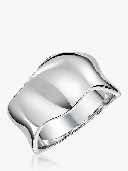 Jools by Jenny Brown Wide Concave Wave Band Ring, Silver, Silver