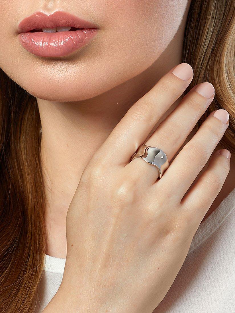 Product image 2 of 5, which shows Jools by Jenny Brown Wide Concave Wave Band Ring, Silver, L