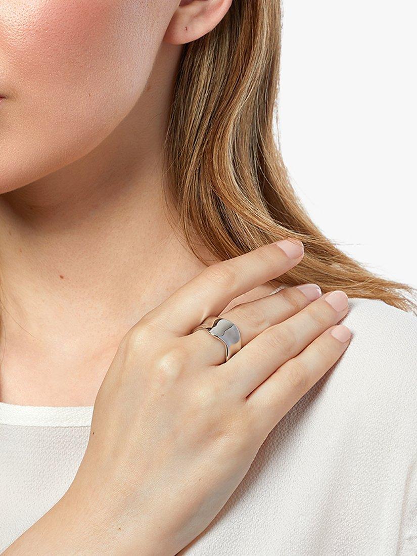 Product image 3 of 5, which shows Jools by Jenny Brown Wide Concave Wave Band Ring, Silver, L