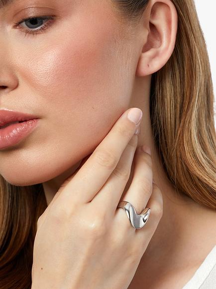 Jools by Jenny Brown Twist Band Ring, Silver - view 2, Silver