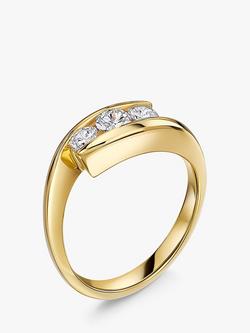 Jools by Jenny Brown 3 Stone Cubic Zirconia Band Ring, Gold - view 2, Gold