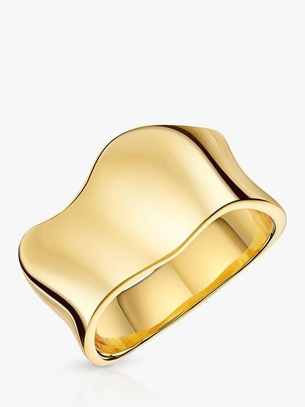 Jools by Jenny Brown Wide Concave Wave Band Ring, Gold, Gold