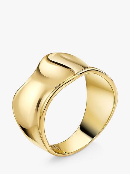 Jools by Jenny Brown Wide Concave Wave Band Ring, Gold - view 2, Gold