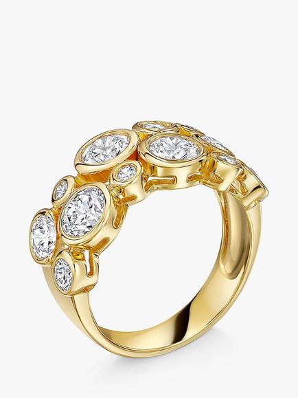 Jools by Jenny Brown Cubic Zirconia Scatter Bubble Ring, Gold - view 2, Gold