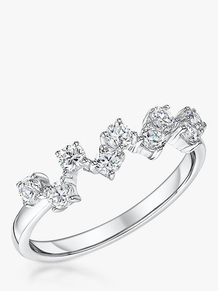 Jools by Jenny Brown Zig Zag Cubic Zirconia Stacking Ring, Silver, Silver