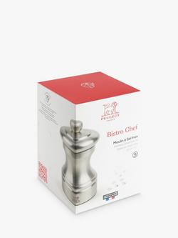 Peugeot Bistro Chef Stainless Steel Salt Mill, 10cm, Silver - view 2, Silver