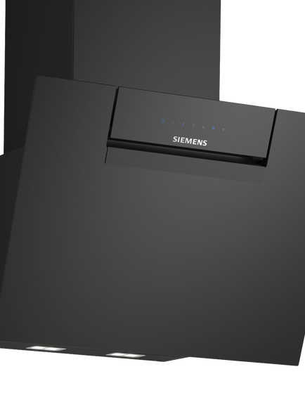 Siemens iQ300 LC67KFN60B 60cm Angled Chimney Cooker Hood, Black, Black