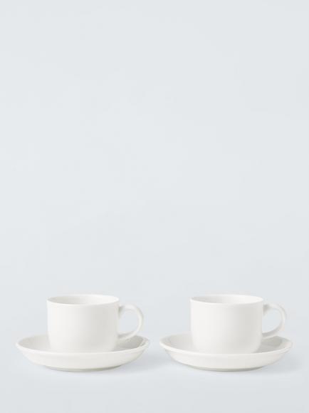 John Lewis + Queensberry Hunt Cupola Bone China Espresso Cup & Saucer, Set of 2, 95ml, White, 
