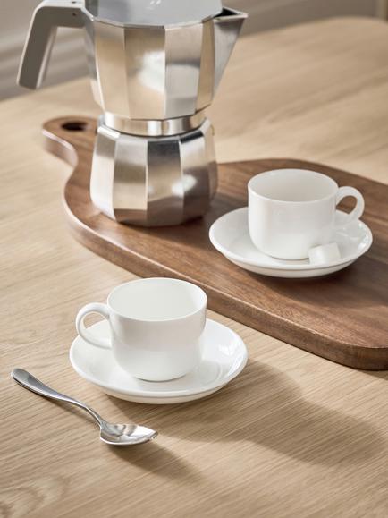 John Lewis + Queensberry Hunt Cupola Bone China Espresso Cup & Saucer, Set of 2, 95ml, White - view 2, 