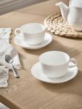 John Lewis + Queensberry Hunt Cupola Bone China Cup & Saucer, Set of 2, 280ml, White