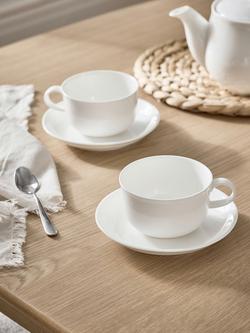 John Lewis + Queensberry Hunt Cupola Bone China Cup & Saucer, Set of 2, 280ml, White - view 2, 