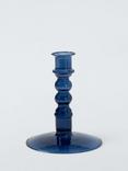 John Lewis Glass Bobbin Candle Holder, H14 cm, Navy