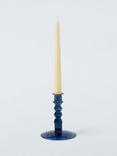 John Lewis Glass Bobbin Candle Holder, H14 cm, Navy