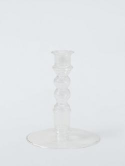 John Lewis Glass Bobbin Candle Holder, H14 cm, Clear, Clear