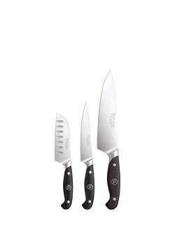 Robert Welch Professional Kitchen Knives Home Chef Set, 3 Piece, Silver