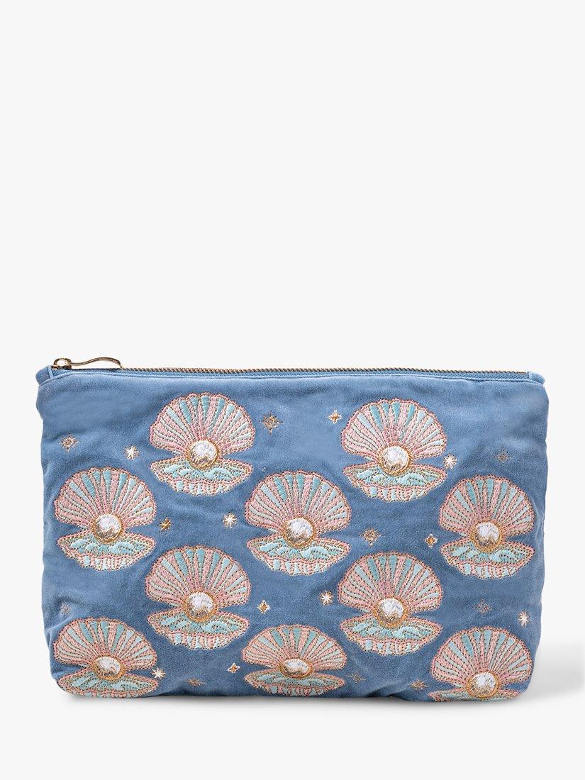 Elizabeth Scarlett Pearl Shell Everyday Pouch, Dusky Blue