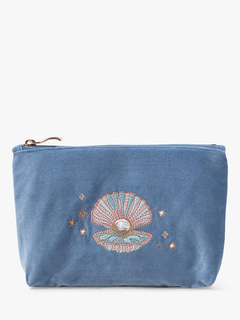 Elizabeth Scarlett Pearl Shell Mini Pouch, Dusky Blue
