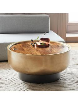 west elm Drum Coffee Table, Antique Brass - view 2, 