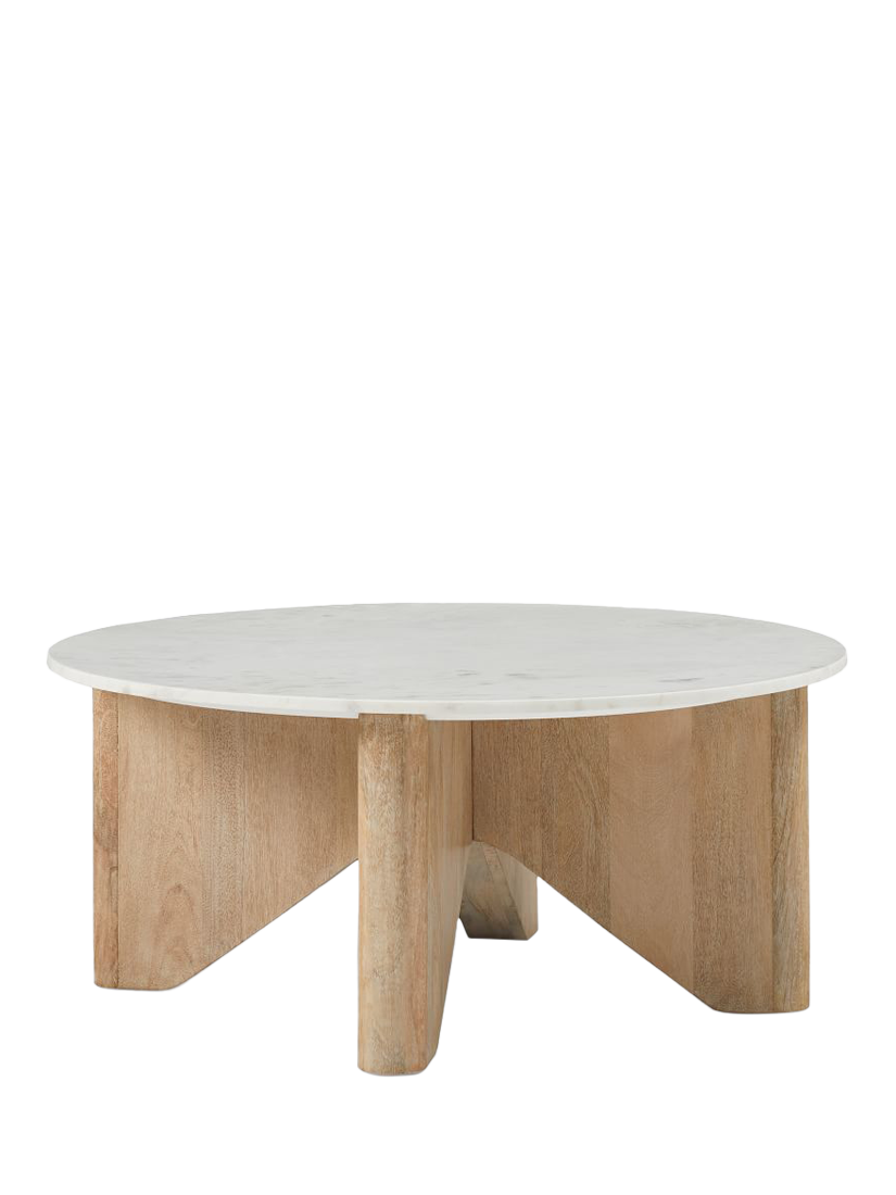 west elm Maddox Mango Wood Marble Coffee Table Natural White
