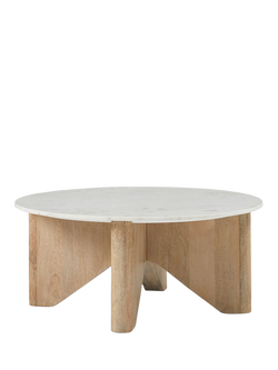 west elm Maddox Mango Wood & Marble Coffee Table, Natural/White, 