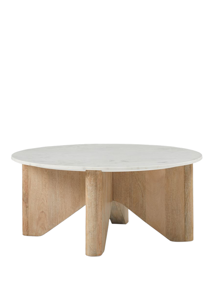 west elm Maddox Mango Wood & Marble Coffee Table, Natural/White, 