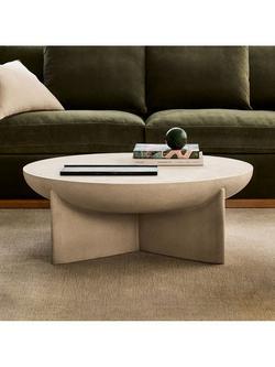 west elm Monti Indoor/Outdoor Lava Stone Coffee Table, White - view 2, 